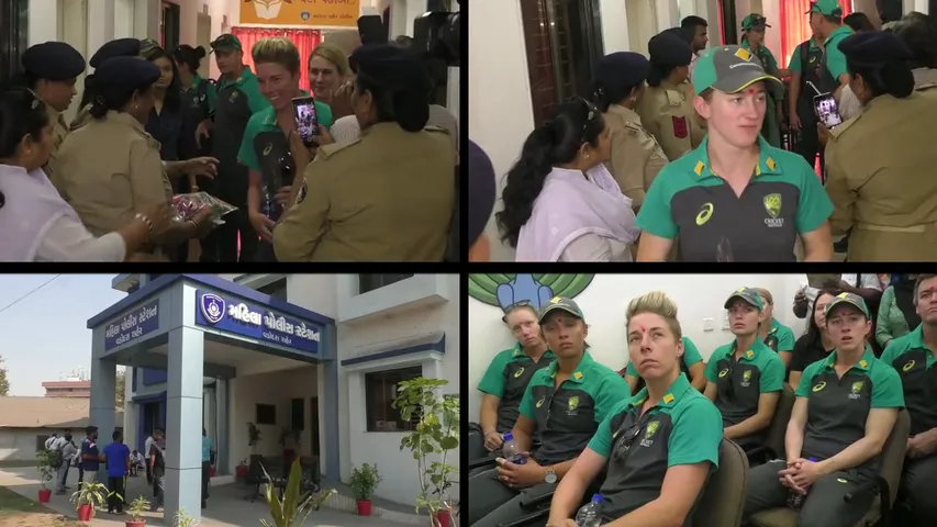 Australian Women team visits Mahila Police station in Vadodara
