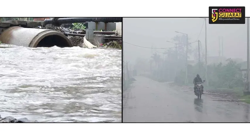 Storm water drain overflow along with chemical laced water
