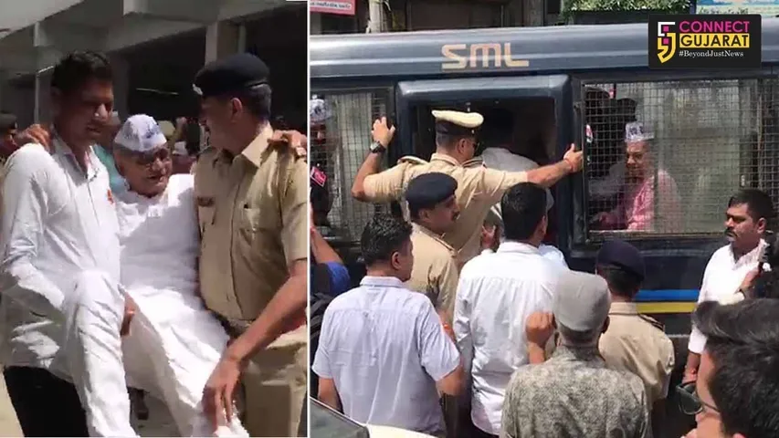 Police detained PAAS members in Vadodara during one day token strike