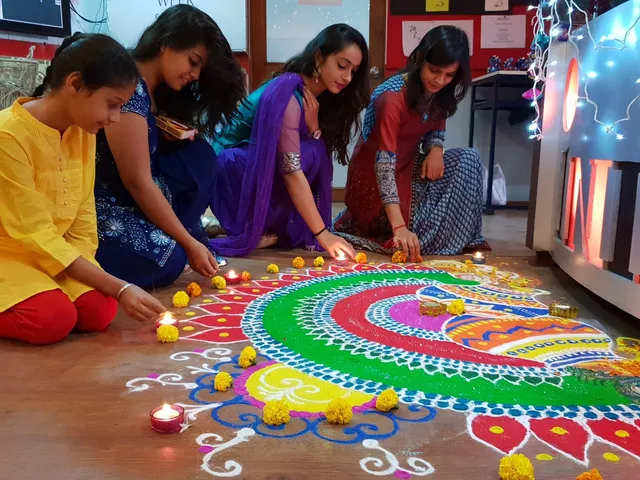 INIFD Baroda Deepavali celebration started with Rangoli and fusion ramp walk