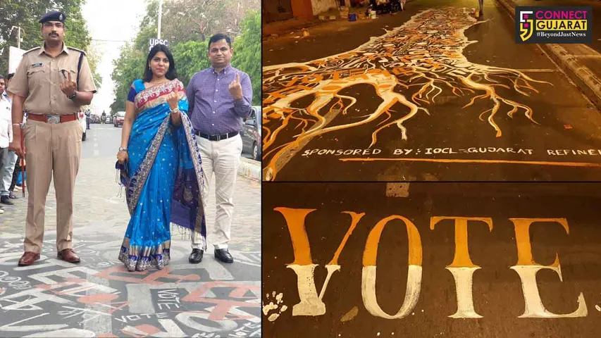 3D painting titled Kalpvrux spreading the voting awareness in Vadodara