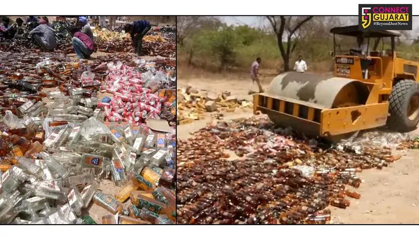 Vadodara police destroyed IMFL worth 51.88 lakhs