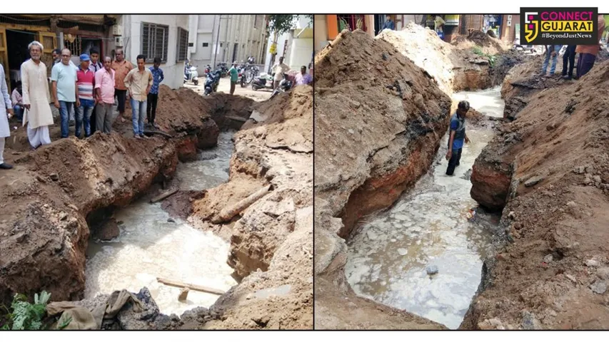 Residents of Vadodara Piramitar road protest against the Corporation engineers