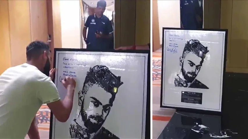 Fan makes Virat Kohli’s  portrait using old mobile phones and wires