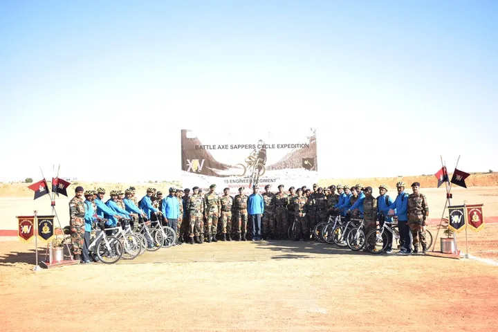 Next of kin outreach cycle expedition flagged in at Jaisalmer