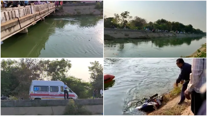 Two youths missing after their bike entered  the main Narmada canal near Sherkhi