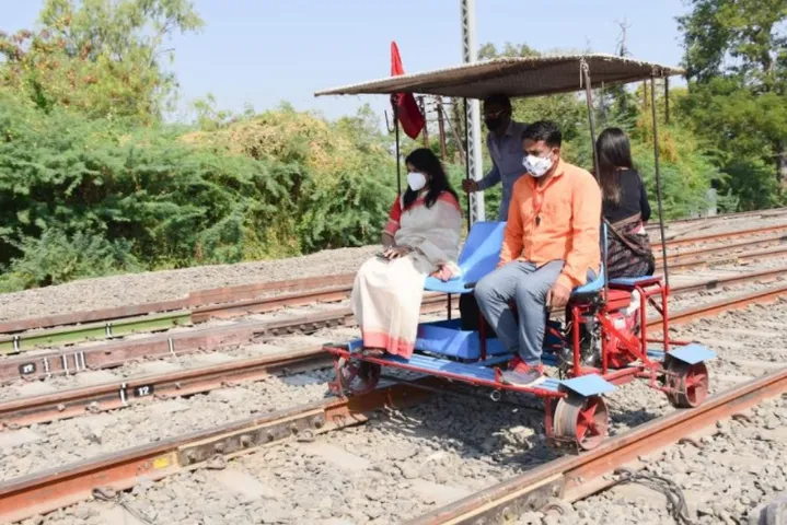 Vadodara district collector Shalini Agarwal review construction work of Kevadia railway line