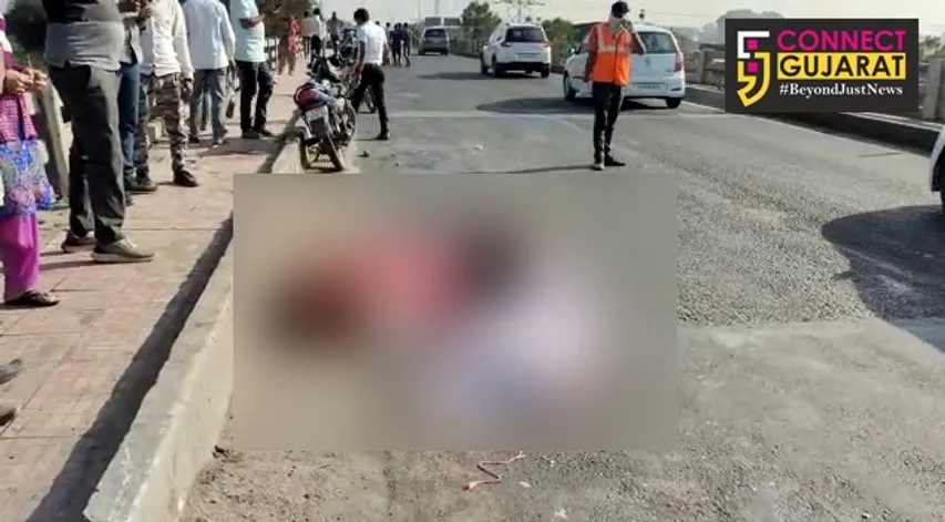 Truck killed a couple and child near Jambuva on Vadodara city bypass highway