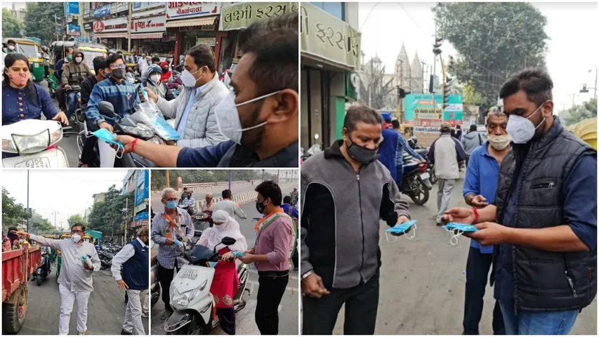 Sanjeev Medical Trust and Vadodara City Congress Committee distributes masks in various areas of the city
