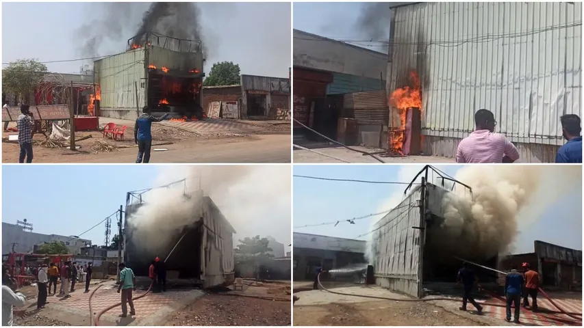 Big fire reported in plywood godown at Khodiyarnagar area of Vadodara city