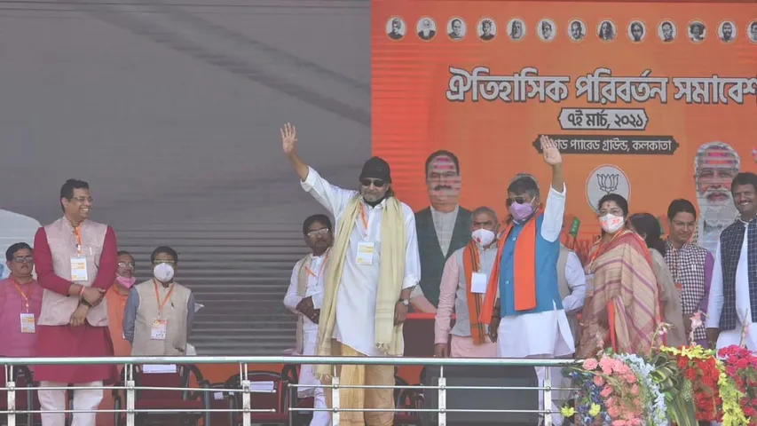 WB polls: Actor Mithun Chakraborty joins BJP at PM Modi’s rally
