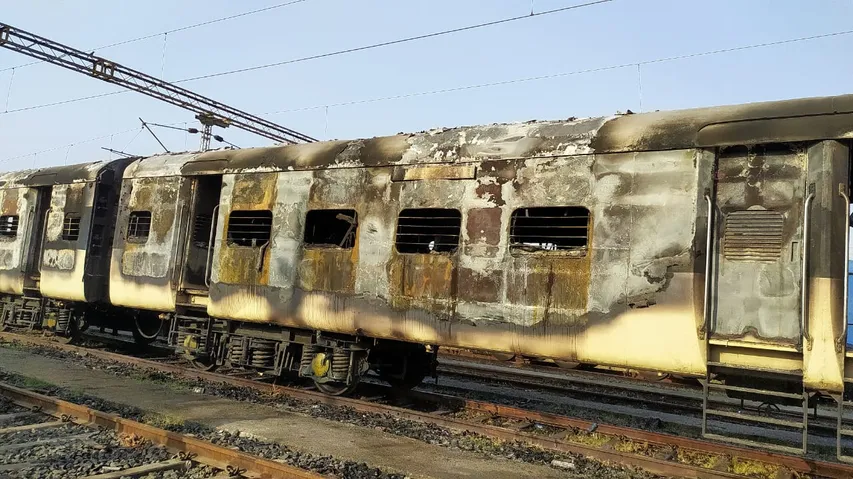 Fire in stabled Memu train at vadodara yard