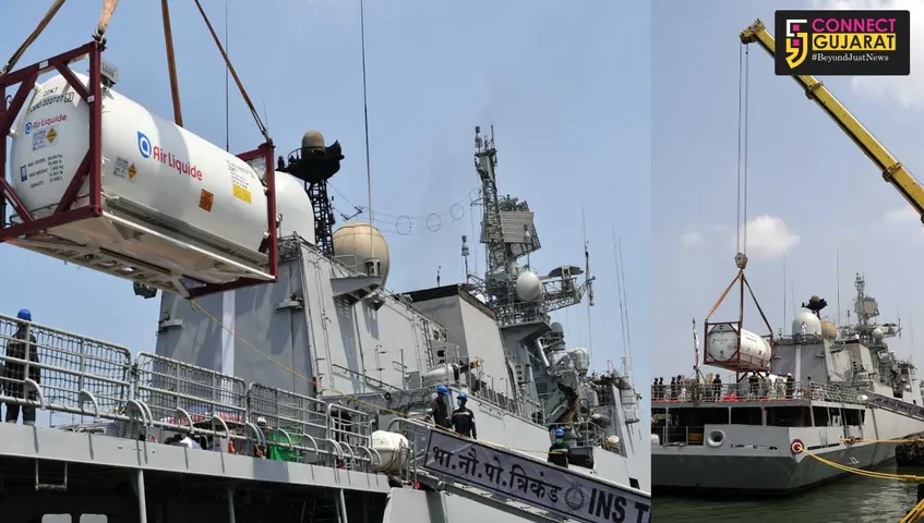 Indian Naval ship Trikand arrives at Mumbai as part of operation Samudra Setu 2