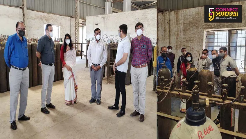 OSD, collector and SP inspected oxygen plants and GSFC and Devnandan Gas company at Savli