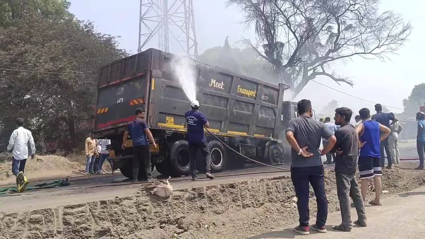the burning truck