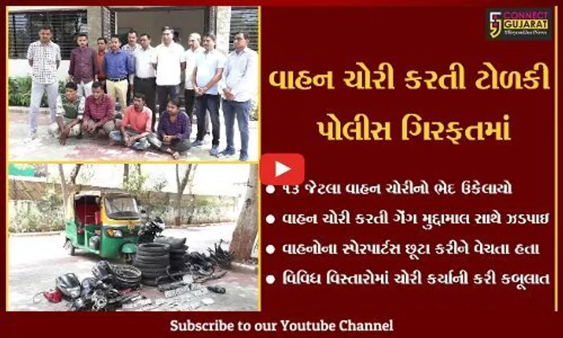 ગાંધીનગર : શહેરના અલગ અલગ વિસ્તારોમાં વાહન ચોરી કરતી ટોળકી ઝડપાઇ, 13 જેટલા વાહન ચોરીનો ભેદ ઉકેલાયો