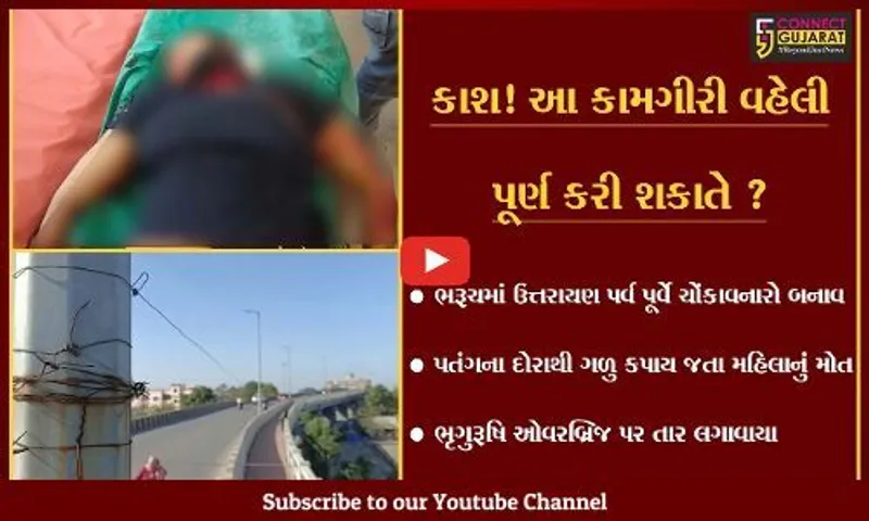 ભરૂચ: પતંગના દોરાથી ગળું કપાય જતાં મહિલાના મોત બાદ તંત્રને ખ્યાલ આવ્યો ! ભૃગુરૂષિ ઓવરબ્રિજ પર તાર લગાવાયા