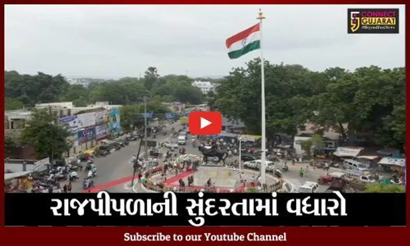 નર્મદા : રાજપીપળામાં સૌપ્રથમવાર વિશાળ રાષ્ટ્રધ્વજ લહેરાવાયો, શહેરની સુંદરતામાં થયો વધારો