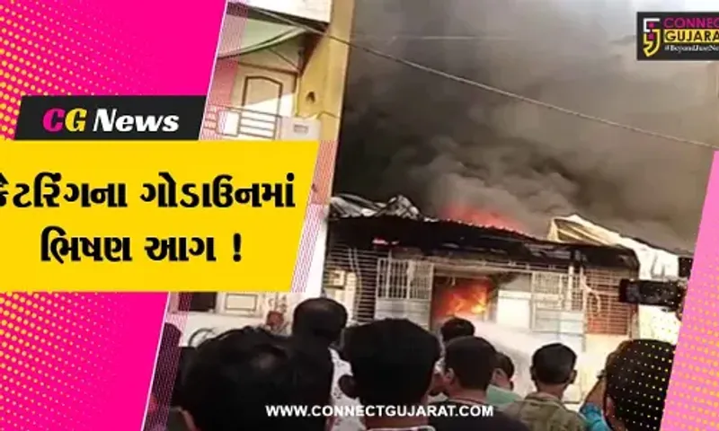 સુરત: ઉધનાના સોનલ ઇન્ડસ્ટ્રીયલમાં કેટરિંગ ગોડાઉનમાં ભીષણ આગ લાગતા દોડધામ