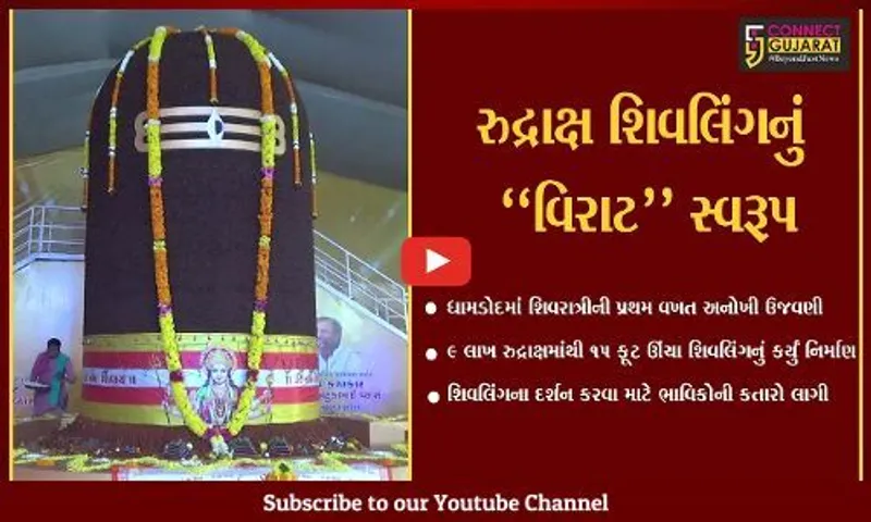 સુરત : 9 લાખ રુદ્રાક્ષમાંથી 15 ફૂટ ઊંચા શિવલિંગનું નિર્માણ, ધામડોદ ગામે ઉમટ્યા શિવભક્તો...