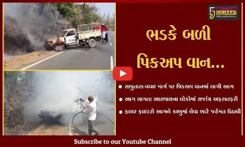 ડાંગ : ઇલેક્ટ્રીક સામાન ભરેલી પિકઅપ વાનમાં આગ ફાટી નીકળી, ફાયર ફાઇટરો દોડ્યા...