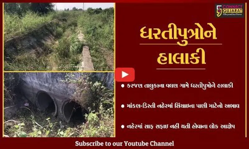 વડોદરા : વલણ ગામની માંકણ-ડિસ્તી નહેરમાં પાણીનો અભાવ, ધરતીપુત્રોને હાલાકી...