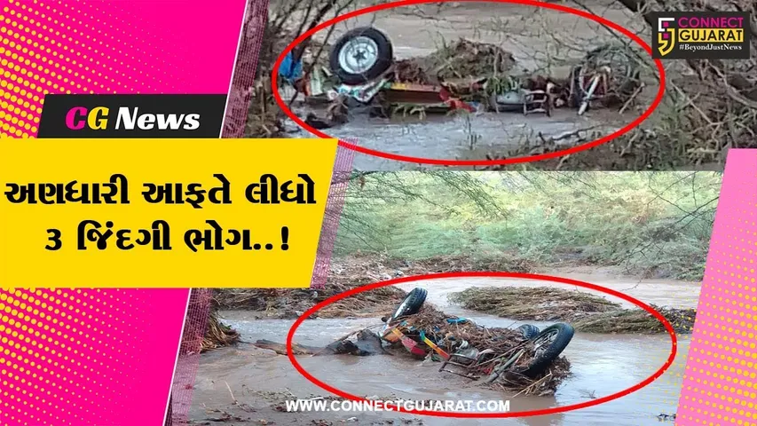 જુનાગઢ : ચુડવા ગામે નદીના વહેણમાં શ્રમિકો ભરેલી રિક્ષા તણાઈ, 9 શ્રમિકોનું રેસક્યું, 3 મહિલાના મોત...