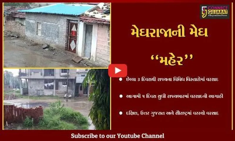 સતત 5મા દિવસે પણ મેઘરાજા મહેરબાન, રાજ્યભરના અનેક વિસ્તારોમાં વરસતો વરસાદ...