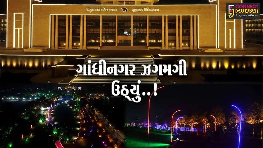 ગાંધીનગરનો આ નજારો તમારી આંખો આંજી દેશે: વાઈબ્રન્ટ ગુજરાત ગ્લોબલ સમિટને લઈ ગાંધીનગરને દુલ્હનની જેમ શણગારાયુ