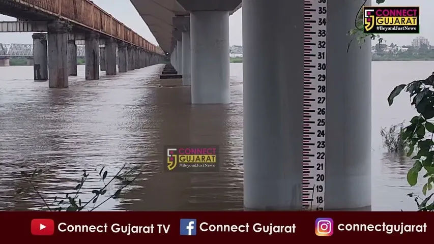 ભરૂચ : ગોલ્ડન બ્રિજ નજીક નર્મદા નદી ભયજનક સપાટીથી 7 ફૂટ દૂર, જુઓ વિડીયો