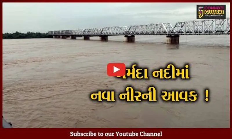 ભરૂચ: ઉપરવાસમાં વરસેલ ભારે વરસાદના કારણે ગોલ્ડનબ્રિજ નજીક નર્મદા નદીના જળ સ્તરમાં વધારો