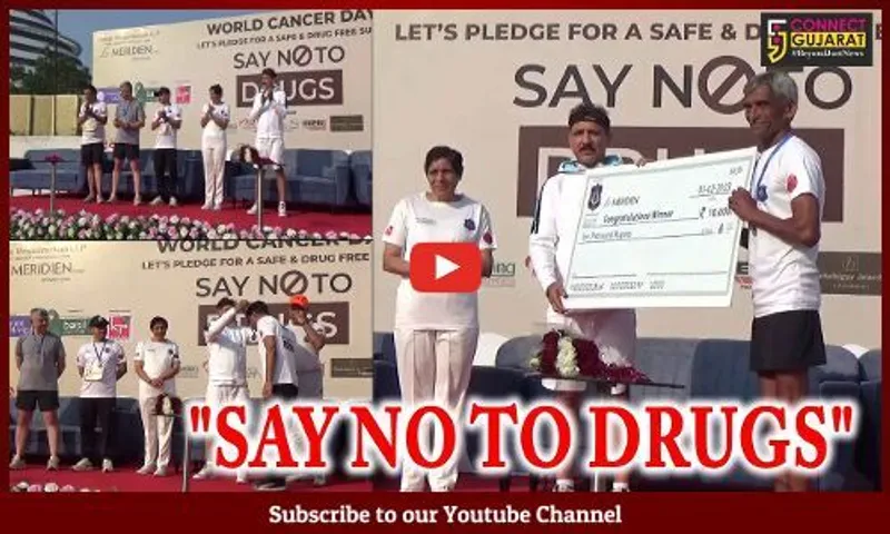 સુરત : વર્લ્ડ કેન્સર-ડે નિમિત્તે "SAY NO TO DRUGS"ના સંદેશા સાથે મેરેથોન દોડ યોજાય...