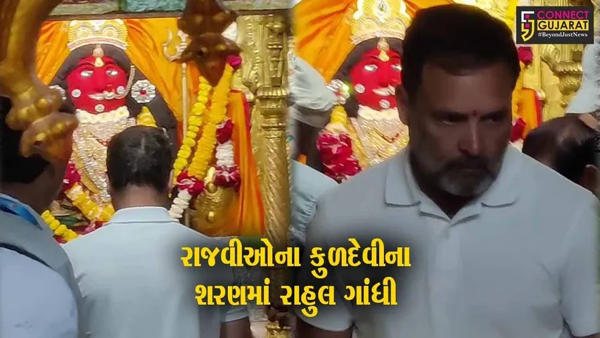 નર્મદા: કોંગ્રેસની ભારત જોડો યાત્રા દરમ્યાન રાહુલ ગાંધીએ હરસિધ્ધિ માતાના મંદિરે કર્યા દર્શન, મોટી સંખ્યામાં લોકો જોડાયા