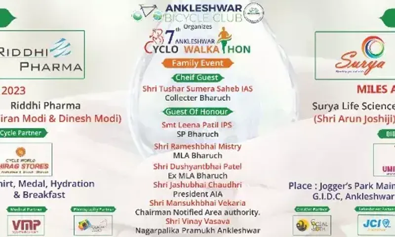 અંકલેશ્વર બાઈસિકલ ક્લબ દ્વારા સૌથી મોટી “સાયક્લો-વૉકાથોન”નું રવિવારે આયોજન, નગરજનોને ભાગ લેવા અપીલ...