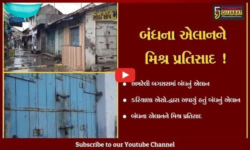 અમરેલી: નગરપાલિકા સામે કરિયાણા એસો.દ્વારા અપાયેલ બંધના એલાનને મિશ્ર પ્રતિસાદ