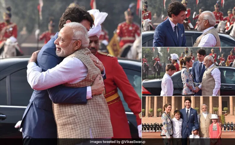 PM નરેન્દ્ર મોદીએ કેનેડિયન PM જસ્ટીન ટ્રુડોનું ભવ્ય સ્વાગત કર્યુ