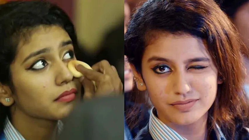 જુઓ કઈ રીતે પ્રિયા પ્રકાશ વરિયરનો મેકઅપ કરવામા આવ્યો હતો. આંખો મટકાવવા માટે આ રીતે કર્યો હતો મેકઅપ