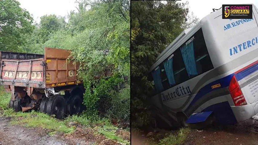 કોસંબા નજીક NH 48 ઉપર બસ અને ટ્રક વચ્ચે અકસ્માત, 7થી વધુ ઘાયલ