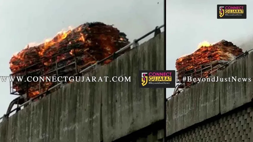 અંકલેશ્વરઃ NH-8 ઉપર ટેમ્પોમાં લાગી આગ, વાહન વ્યવહાર બંધ કરાયો