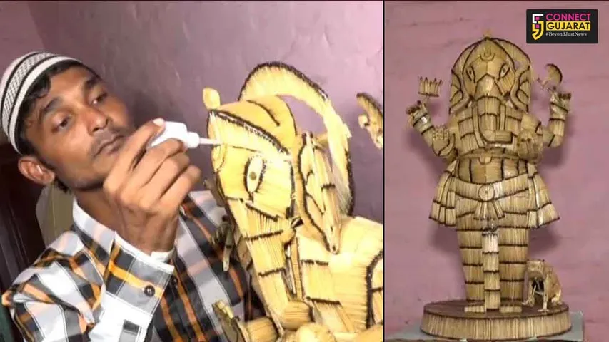 વડોદરામાં સાયકલ રિપેરિંગનું કામ કરતા મુસ્લિમ યુવાને બનાવ્યા અનોખા ગણેશ