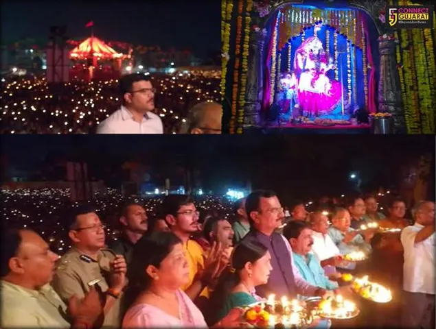 વડોદરાઃ આઠમા નોરતે 25,000 દિવડાઓની થઈ મહા આરતી