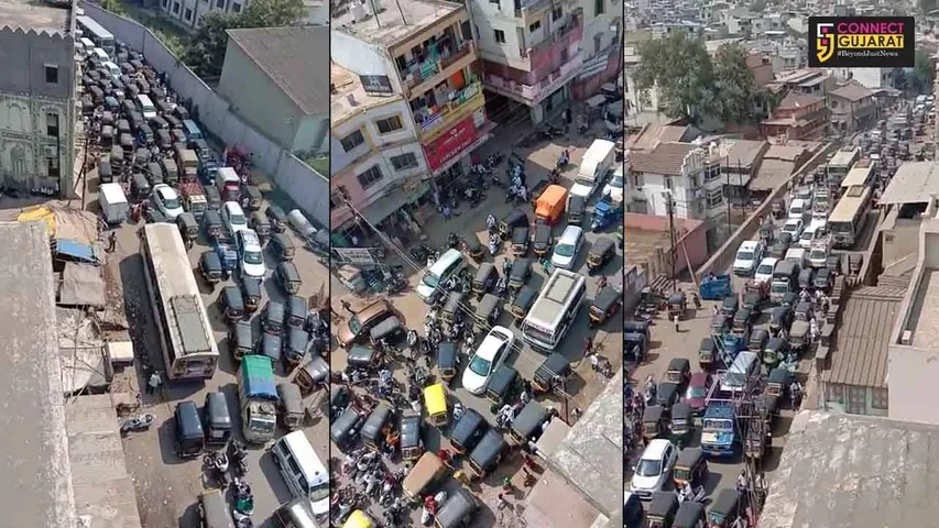 ભરૂચઃ મહંમદપુરા રોડ પર ડ્રેનેજની કામગીરીના પગલે સર્જાયો ટ્રફિક જામ