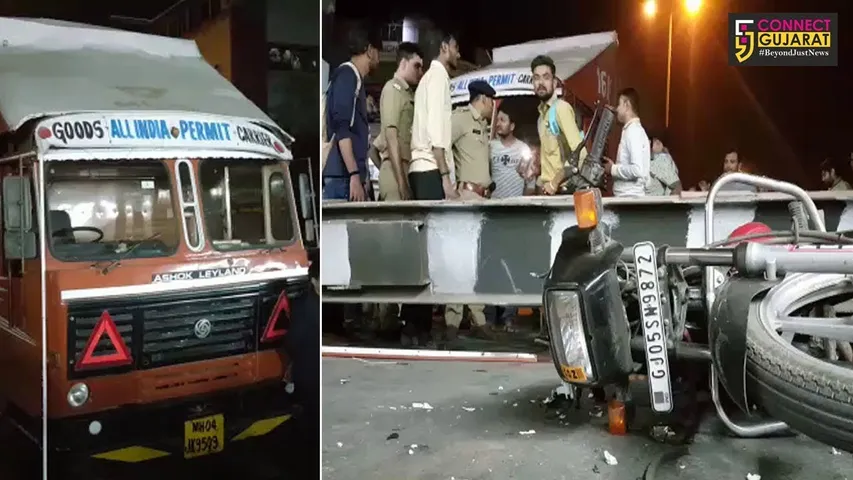 સુરત: ખાંડ બજાર ગરનાળા પાસે મોડી રાત્રે એક ટ્રક લોખંડની એન્ગલ સાથે ભટકાતા અફરાતફરી