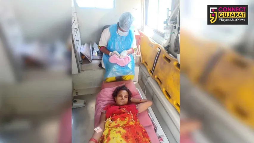 એમ્બ્યુલન્સમાં જ ડિલિવરી કરાવી માનવતાનું ઉત્તમ ઉધાહરણ પૂરું પાડતા ૧૦૮ કર્મી