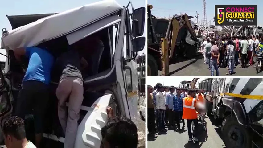 પાલેજ નજીક ડમ્પર પાછળ હાઇવા ટ્રક ઘૂસી જતા હાઇવા ચાલકનું કરૂણ મોત