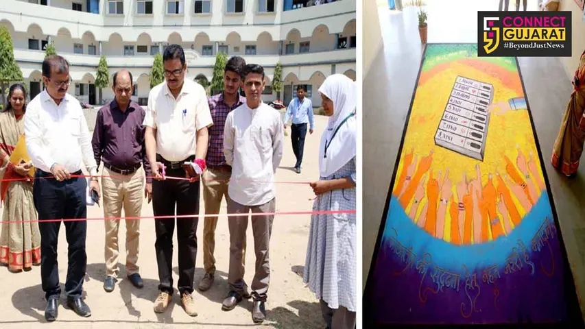 મતદાન જાગૃતિ સંદર્ભે અંકલેશ્વર ખાતે રંગોળીનું યોજાયું પ્રદર્શન