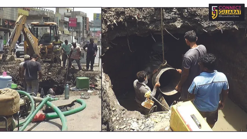 ભરૂચ : કસક ગરનાળા નજીક પીવાના પાણી પાઈપલાઈનમાં ભંગાણ:મુખ્યમાર્ગ જળબંબાકાર