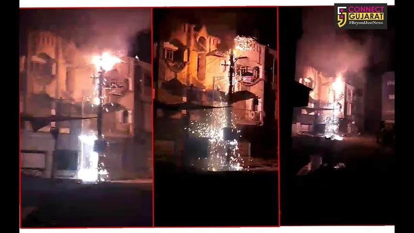 ભરૂચના ફાટાતળાવ વિસ્તારમાં સ્ટ્રીટ પોલના કેબલમાં આગ..!