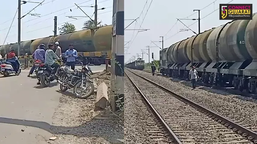 અંકલેશ્વર ગડખોલ ફાટક ઉપર આગળથી સિગ્નલ ના મળતા ટ્રેનો થંભી,રોડ ઉપર લાગી વાહનની કતારો