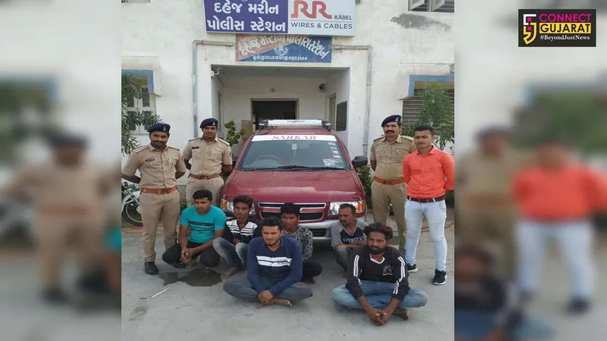 ચોરી કરવાના સાધનો સાથે રીઢા આરોપીઓને ટવેરા ગાડી સાથે ઝડપી પાડતી દહેજ મરીન પોલીસ